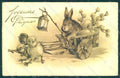 Greetings Easter Anthropomorphic Hare Rabbit Chick Egg EAS 5884 postcard HR0117 – fronte