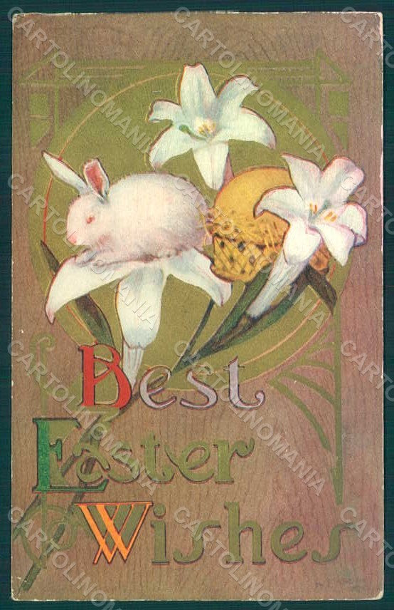 Greetings Easter Rabbit Relief postcard HR0124 – fronte
