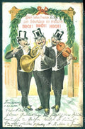 Greetings Men Music Band Hoch Hoch Hoch serie 145 Relief postcard HR0127 – fronte