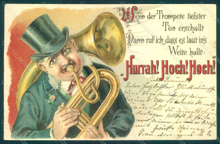 Greetings Man Music Hoch Hoch Hoch Sousaphone Relief postcard HR0129 – fronte