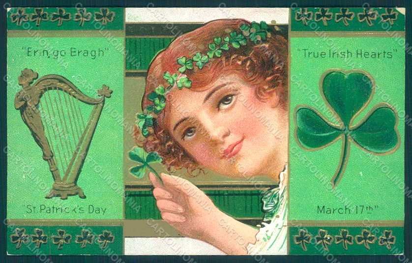 Greetings Lady St. Patrick s Day serie 3 Relief postcard HR0134 – fronte