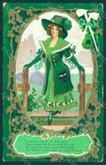 Greetings Lady St. Patrick s Day Relief postcard HR0136 – fronte