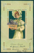 Greetings Glamour Lady Violets Relief postcard HR0138 – fronte