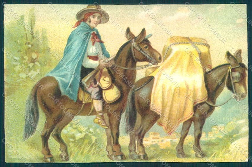 Greetings Man Gaucho Argentina Horse Donkey Relief postcard HR0142 – fronte