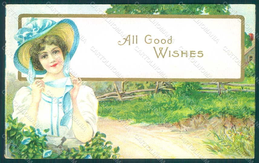 Greetings Fashion Lady Flowers serie 325 B Relief postcard HR0144 – fronte