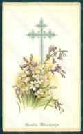 Greetings Easter Flowers Cross serie 500 Relief postcard HR0154 – fronte