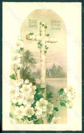 Greetings Easter Flowers Cross Relief postcard HR0155 – fronte