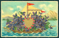 Greetings Birthday Violets Sail Boat Relief postcard HR0160 – fronte