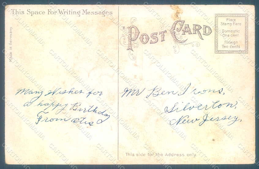 Greetings Birthday Violets Sail Boat Relief postcard HR0160 – retro