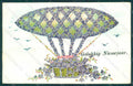 Greetings Flowers Violets Hot Air Balloon serie 595 Relief postcard HR0172 – fronte