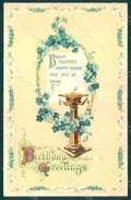 Greetings Birthday Flowers Myosotis serie 4981 Relief postcard HR0174 – fronte