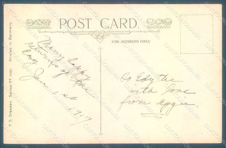 Greetings Birthday Flowers Myosotis serie 4981 Relief postcard HR0174 – retro