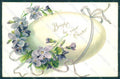 Greetings Easter Egg Flowers Violets Relief postcard HR0182 – fronte