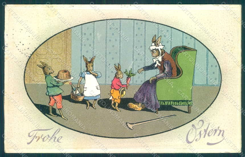 Greetings Easter Anthropomorphic Dressed Hare Relief postcard HR0205 – fronte