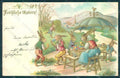 Greetings Easter Anthropomorphic Dressed Hare Egg Relief postcard HR0216 – fronte