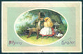 Greetings Easter Anthropomorphic Dressed Hare Chick Egg Violets Relief pc HR0239 – fronte