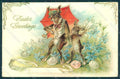 Greetings Easter Anthropomorphic Dressed Hare Egg CORNER CREASE Relief pc HR0240 – fronte