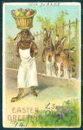 Greetings Easter Anthropomorphic Dressed Hare Violets WRINKLES Relief pc HR0258 – fronte
