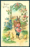Greetings Easter Anthropomorphic Dressed Hare ABRADED WRINKLES Relief pc HR0260 – fronte