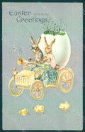 Greetings Easter Anthropomorphic Dressed Hare Chick Egg Car Relief pc HR0263 – fronte