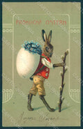 Greetings Easter Anthropomorphic Dressed Hare Myosotis Pittius Relief pc HR0283 – fronte