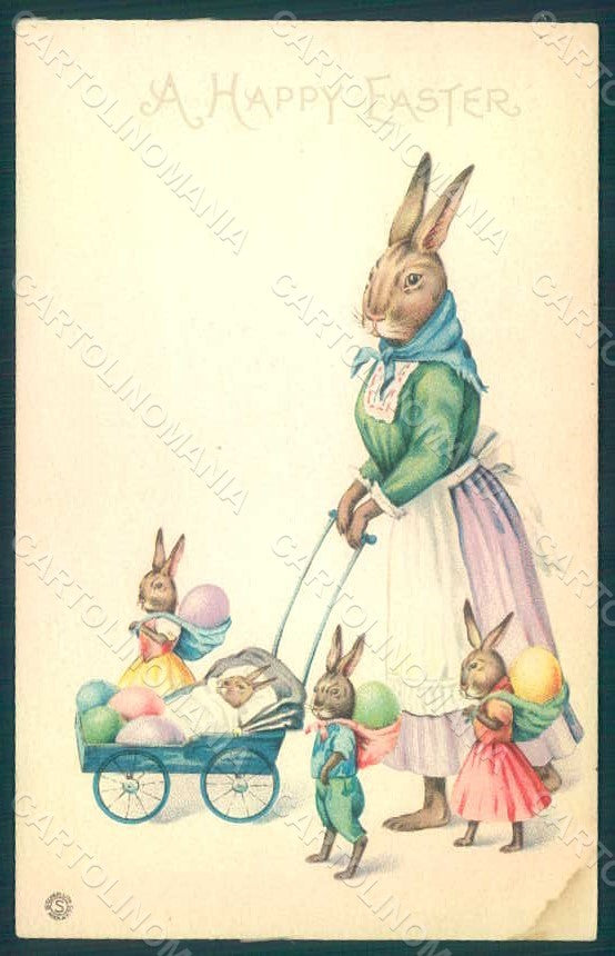 Greetings Easter Anthropomorphic Dressed Hare Egg s. 779 F postcard HR0299 – fronte