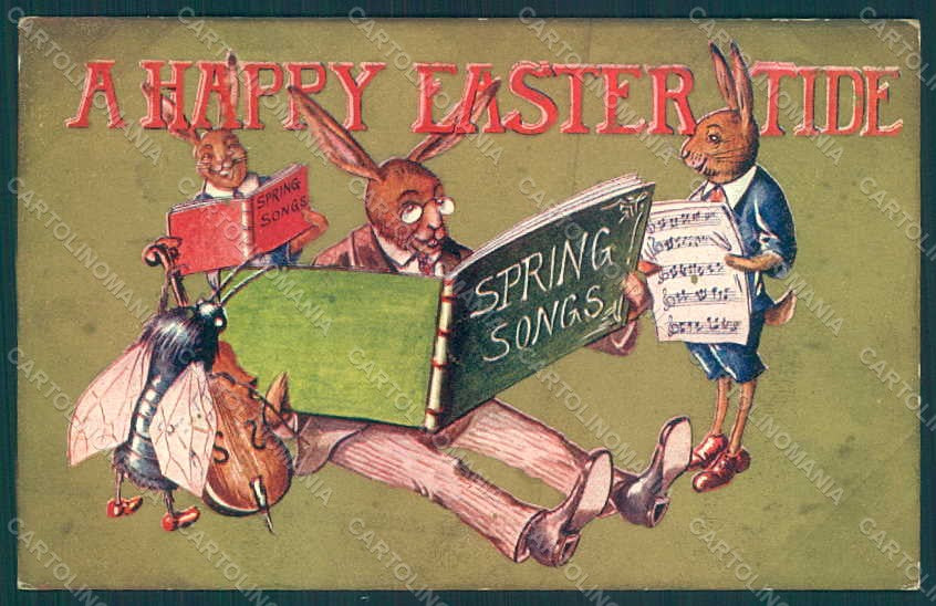 Greetings Easter Anthropomorphic Dressed Hare Songs s. X202 WRINKLE pc HR0300 – fronte