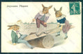 Greetings Easter Anthropomorphic Dressed Hare Viennoise H.H.i.W. 502 pc HR0302 – fronte