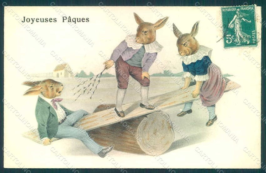 Greetings Easter Anthropomorphic Dressed Hare Viennoise H.H.i.W. 502 pc HR0302 – fronte