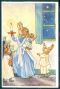 Artist Signed Parr Greetings Anthropomorphic Dressed Rabbit TEAR postcard HR0303 – fronte