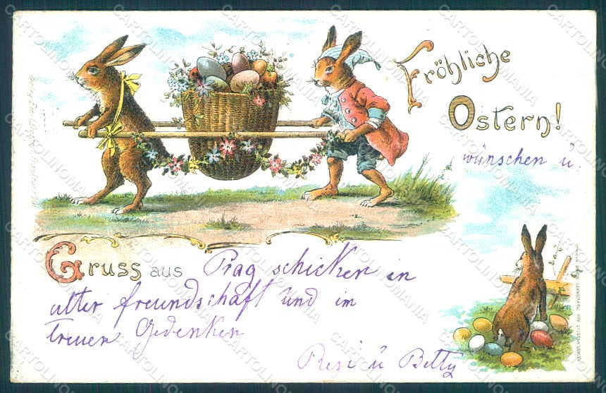 Greetings Easter Anthropomorphic Dressed Hare Egg postcard HR0305 – fronte