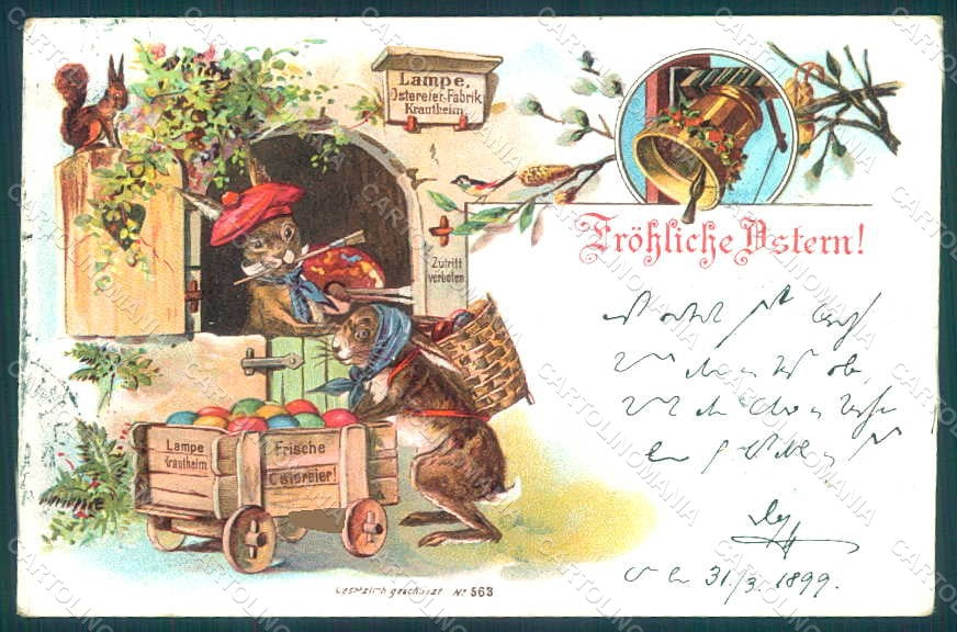 Greetings Easter Anthropomorphic Dressed Hare Egg s. 563 postcard HR0306 – fronte