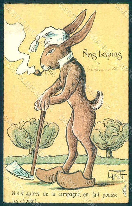 Artist Signed Griff Anthropomorphic Dressed Hare Propaganda WW1 postcard HR0312 – fronte