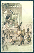 Greetings Easter Anthropomorphic Dressed Hare Egg Children s. 26 postcard HR0340 – fronte