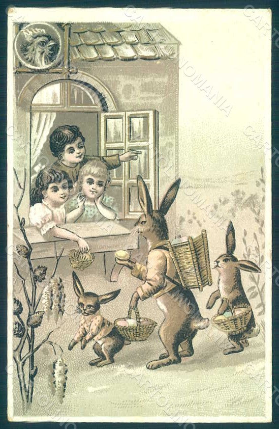 Greetings Easter Anthropomorphic Dressed Hare Egg Children s. 26 postcard HR0340 – fronte