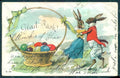 Greetings Easter Anthropomorphic Dressed Hare Egg Dance s. 221 postcard HR0348 – fronte