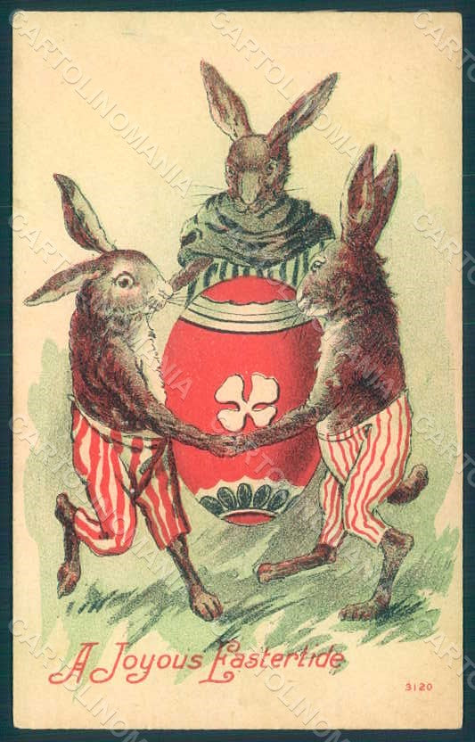 Greetings Easter Anthropomorphic Dressed Hare Egg s. 3120 postcard HR0356 – fronte