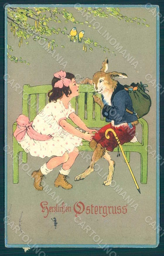 Greetings Easter Doring L ? Anthropomorphic Dressed Hare Girl WRINKLES pc HR0359 – fronte