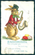 Greetings Easter Anthropomorphic Dressed Hare Saxophone Music Egg pc HR0362 – fronte