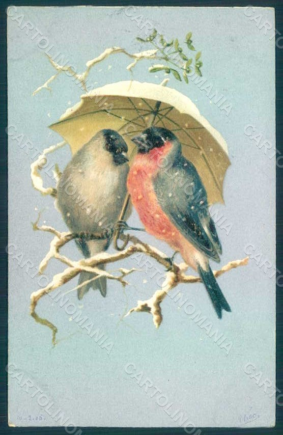 Greetings Christmas Anthropomorphic Dressed Bird Umbrella serie 925 pc HR0372 – fronte