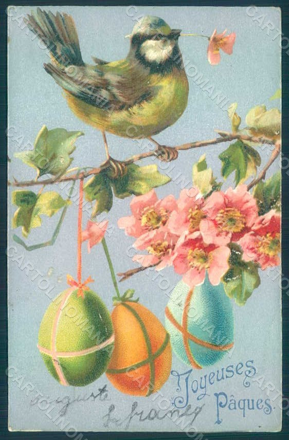 Greetings Easter Bird Tit Egg Kopal 406 ABRADED postcard HR0373 – fronte