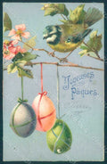 Greetings Easter Bird Tit Egg Kopal 406 ABRADED postcard HR0374 – fronte