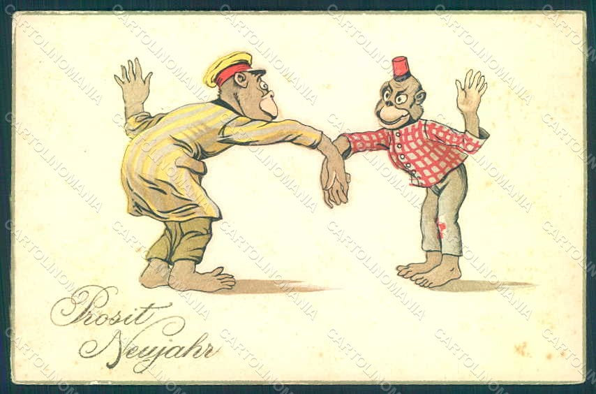 Greetings Anthropomorphic Dressed Monkey postcard HR0401 – fronte