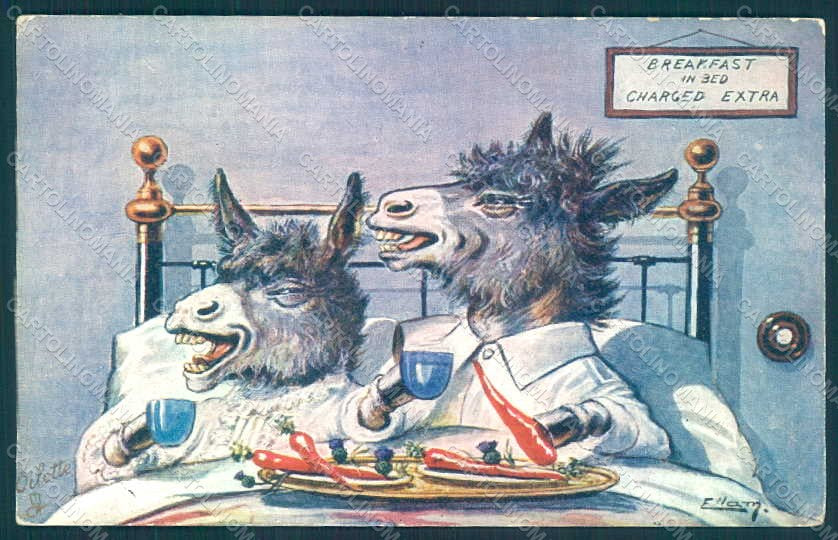 Artist Signed Ellam Anthropomorphic Dressed Donkey Tuck 9321 postcard HR0414 – fronte