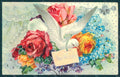 Greetings Dove Flowers Relief postcard HR0420 – fronte