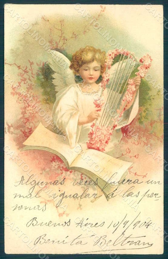 Greetings Angel Harp Kopal 386 WRINKLES postcard HR0434 – fronte