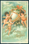Greetings Easter Angel Putto Egg serie 66 Relief postcard HR0442 – fronte