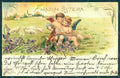 Greetings Easter Angel Putto Violets Flowers Hare Lamb Relief postcard HR0443 – fronte