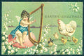 Greetings Easter Angel Putto Harp Hen Chick Egg serie 1259 Relief pc HR0446 – fronte