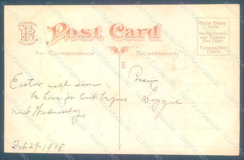Greetings Easter Angel Cross Lily Flowers serie 824 Relief postcard HR0456 – retro